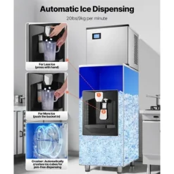 Ismaskiner-Kommersiell Ismaskin 300 pund/dag, 180 pund förvaringsfack, Automatisk isdispensering