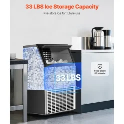 Ismaskiner-Kommersiell Ismaskin, Fristående Skåpmaskin, 120lbs/24H, 45 Isbitar Kapacitet