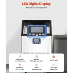 Ismaskiner-Kommersiell Ismaskin, Fristående Skåpmaskin, 120lbs/24H, 45 Isbitar Kapacitet