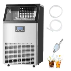 Ismaskiner-Kommersiell Ismaskin, Fristående Skåpmaskin, 120lbs/24H, 45 Isbitar Kapacitet