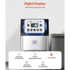 Ismaskiner-Kommersiell Ismaskin, Fristående Skåpmaskin, 90lbs/24H Kapacitet, 50 Isbitar per omgång