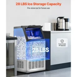 Ismaskiner-Kommersiell ismaskin, Fristående skåpmaskin, 120lbs/24H Produktionskapacitet, 36 isbitar per cykel
