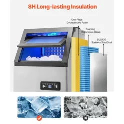 Ismaskiner-Kommersiell ismaskin, Fristående skåpmaskin, 120lbs/24H Produktionskapacitet, 36 isbitar per cykel