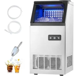 Ismaskiner-Kommersiell ismaskin, Fristående skåpmaskin, 120lbs/24H Produktionskapacitet, 36 isbitar per cykel