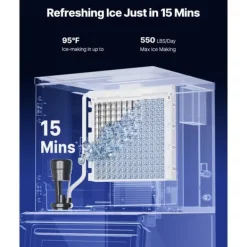 Kommersiell Ismaskin, Modell 550 lbs/24h, med 300 lbs Förvaringsbehållare, Automatisk Självrengöring