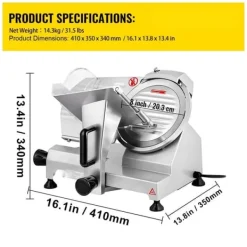 Köttskivare-Kommersiell köttskärare, 200 W, 350-400 varv/min. 8