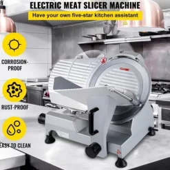 Kommersiell köttskärare 320 W, elektrisk Deli-matskärare med 12" kolstålblad, justerbar tjocklek för kött och grönsaker.
