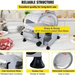 Kommersiell köttskärare 320 W, elektrisk Deli-matskärare med 12