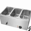 Kommersiell matvarmhållare, 3-fack 16,5L, 54x36x25 cm, Silver, Rostfritt stål