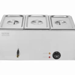 Kommersiell matvarmhållare, 3-fack 16,5L, 54x36x25 cm, Silver, Rostfritt stål