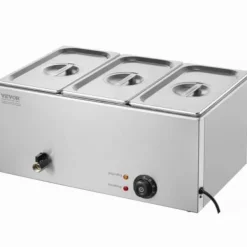 Kommersiell matvarmhållare, 3-fack 16,5L, 54x36x25 cm, Silver, Rostfritt stål