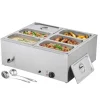 Kommersiell Matvärmare, 1500W Elektrisk, Rostfritt Stål, 6 Pannor, Snabbvärmande, för Catering och Fester