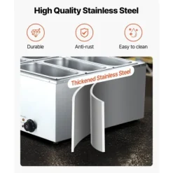 Kommersiell Matvärmare, 1500W Elektrisk, Rostfritt Stål, 6 Pannor, Snabbvärmande, för Catering och Fester