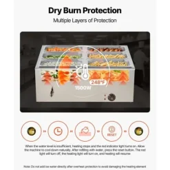 Kommersiell Matvärmare, 1500W Elektrisk, Rostfritt Stål, 6 Pannor, Snabbvärmande, för Catering och Fester