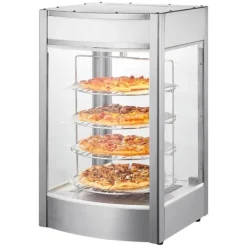Matuppvärmare-Kommersiell pizzavärmare för 14" pizza, 4-lagers design, elektrisk matdisplay, effektiv uppvärmning
