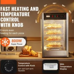 Matuppvärmare-Kommersiell pizzavärmare för 14" pizza, 4-lagers design, elektrisk matdisplay, effektiv uppvärmning