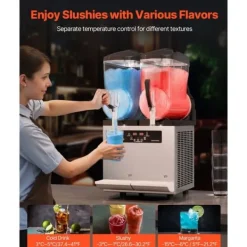 Slushmaskiner-Kommersiell slushmaskin 12Lx2, margarita- och smoothie-maskin, hög kapacitet, effektiv kylning, perfekt för caféer och fester