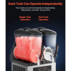 Slushmaskiner-Kommersiell slushmaskin 12Lx2, margarita- och smoothie-maskin, hög kapacitet, effektiv kylning, perfekt för caféer och fester