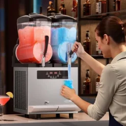 Slushmaskiner-Kommersiell slushmaskin 12Lx2, margarita- och smoothie-maskin, hög kapacitet, effektiv kylning, perfekt för caféer och fester