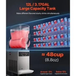 Slushmaskiner-Kommersiell Slushmaskin 12L, Margarita Smoothie, Fryst Dryck, Perfekt för Fest och Event, Snabb Uppvärmning