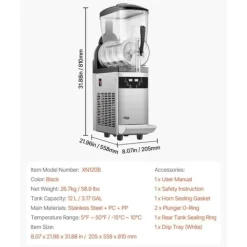 Slushmaskiner-Kommersiell Slushmaskin 12L, Margarita Smoothie, Fryst Dryck, Perfekt för Fest och Event, Snabb Uppvärmning