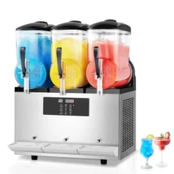 Slushmaskiner-Kommersiell Slushy Maskin 12Lx3, Frys Drycktillverkare för Margarita & Smoothie, Hög Kapacitet, Enkel Användning, Perfekt för Fester