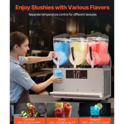 Slushmaskiner-Kommersiell Slushy Maskin 12Lx3, Frys Drycktillverkare för Margarita & Smoothie, Hög Kapacitet, Enkel Användning, Perfekt för Fester