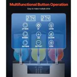 Slushmaskiner-Kommersiell Slushy Maskin 12Lx3, Frys Drycktillverkare för Margarita & Smoothie, Hög Kapacitet, Enkel Användning, Perfekt för Fester