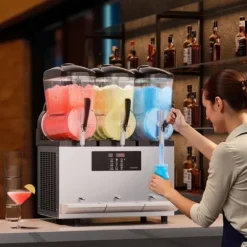 Slushmaskiner-Kommersiell Slushy Maskin 12Lx3, Frys Drycktillverkare för Margarita & Smoothie, Hög Kapacitet, Enkel Användning, Perfekt för Fester