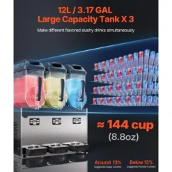 Slushmaskiner-Kommersiell Slushy-maskin 12Lx3, Margaritamaskin, Smoothiemaskin, Frysta drycker, Hög kapacitet, Snabb och effektiv för evenemang