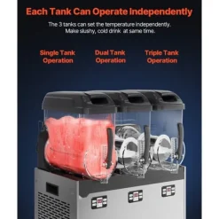 Slushmaskiner-Kommersiell Slushy-maskin 12Lx3, Margaritamaskin, Smoothiemaskin, Frysta drycker, Hög kapacitet, Snabb och effektiv för evenemang