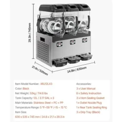 Slushmaskiner-Kommersiell Slushy-maskin 12Lx3, Margaritamaskin, Smoothiemaskin, Frysta drycker, Hög kapacitet, Snabb och effektiv för evenemang