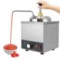 Kommersiell såsdispenser - Elektrisk enkelpump - Uppvärmd - 2 L kapacitet - 650 W - 220 V/50 Hz - 201 rostfritt stål - Silver