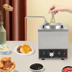 Kommersiell såsdispenser - Elektrisk enkelpump - Uppvärmd - 2 L kapacitet - 650 W - 220 V/50 Hz - 201 rostfritt stål - Silver