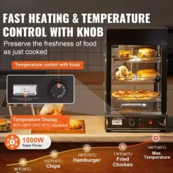 Kommersiell 3-vånings matvärmare, bänkdisplay, pizzaskåp med belysning