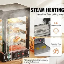 Kommersiell 3-vånings matvärmare, bänkdisplay, pizzaskåp med belysning