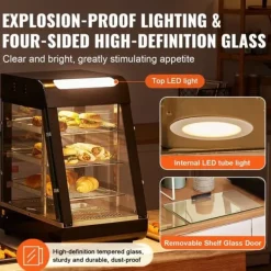 Kommersiell 3-vånings matvärmare, bänkdisplay, pizzaskåp med belysning