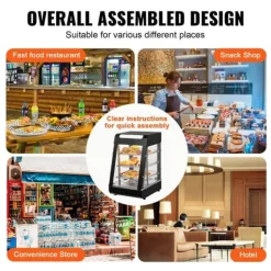 Kommersiell 3-vånings matvärmare, bänkdisplay, pizzaskåp med belysning