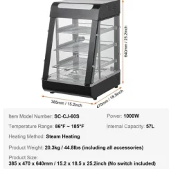 Kommersiell 3-vånings matvärmare, bänkdisplay, pizzaskåp med belysning