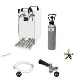 Komplett set - Öltapp - kontakt 40 två linjer torr kylare, run kylare 50 liter/h, KEG:Type G, KEG 2:Type D
