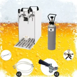 Komplett set - Öltapp - kontakt 40 två linjer torr kylare, run kylare 50 liter/h, KEG:Type G, KEG 2:5 liters adapter