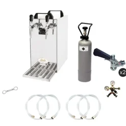 Komplett set - Öltapp - kontakt 40 två linjer torr kylare, run kylare 50 liter/h, KEG:Type G, KEG 2:5 liters adapter