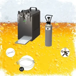 Ölkranar-Komplett set - Öltapp - STREAM 80 ölkassett, flödeskylare 2-linjers torrkylare, KEG:5 liters adapter, KEG 2:utan