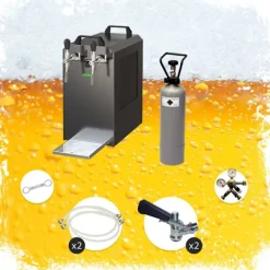 Ölkranar-Komplett set - Öltapp - STREAM 80 ölkassett, flödeskylare 2-linjers torrkylare, KEG:5 liters adapter, KEG 2:utan