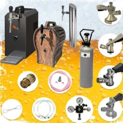 Komplett set under disk - Öltapp JET 30 en linje torr kylare, 35 liter/h -Bierkoffer med trätunna, KEG:Type A