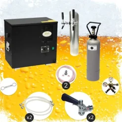 Komplett uppsättning för underdisk Öltapp AS40 2 slingor, med kylare, KEG:Type M, KEG 2:KeyKeg