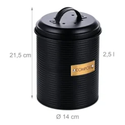 Källsorteringskärl-Kompostbehållare, 21,5x14 cm, Svart