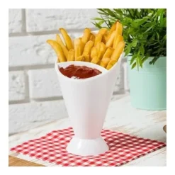 Kontallrik 2 i 1 pommes frites hållare kornett med kopp