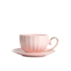 Kaffe- & Teserviser-Kopp | MINA | med fat, stor, rosa | 0,25 l | 730634