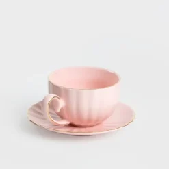 Kaffe- & Teserviser-Kopp | MINA | med fat, stor, rosa | 0,25 l | 730634